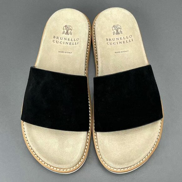 Brunello Cucinelli Black Suede Slides main image 5
